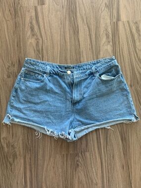 Forever 21 Light Blue Distressed High-Rise Denim Shorts